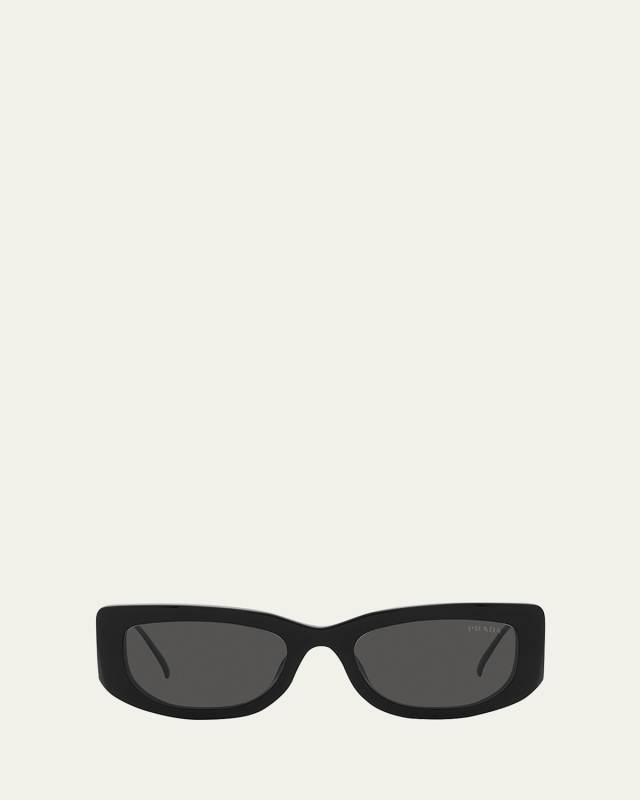 Triangle Logo Rectangle Acetate & Metal Sunglasses